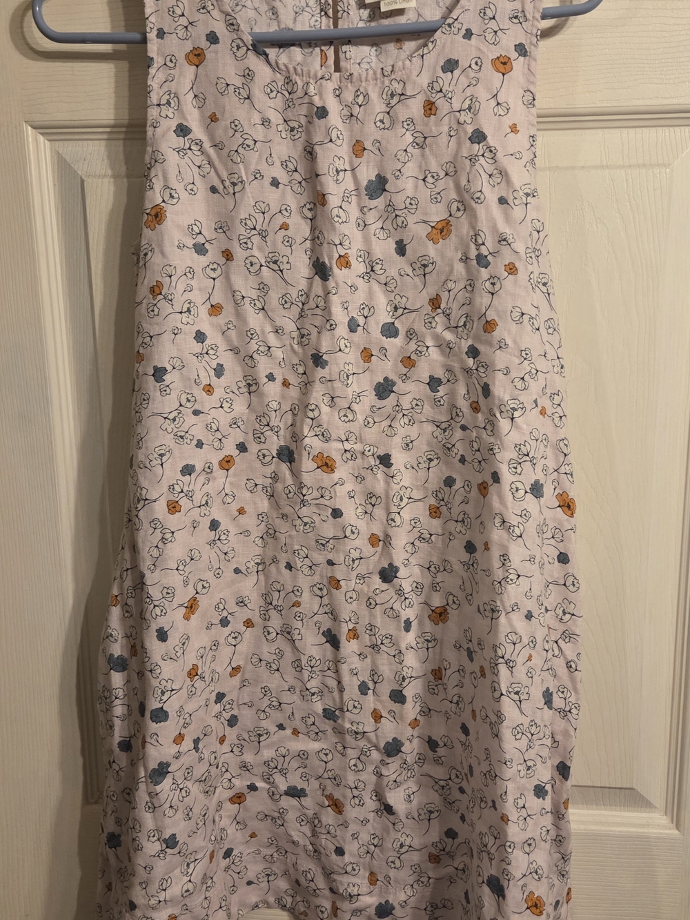 Women's Pink Floral Small Linen Dress